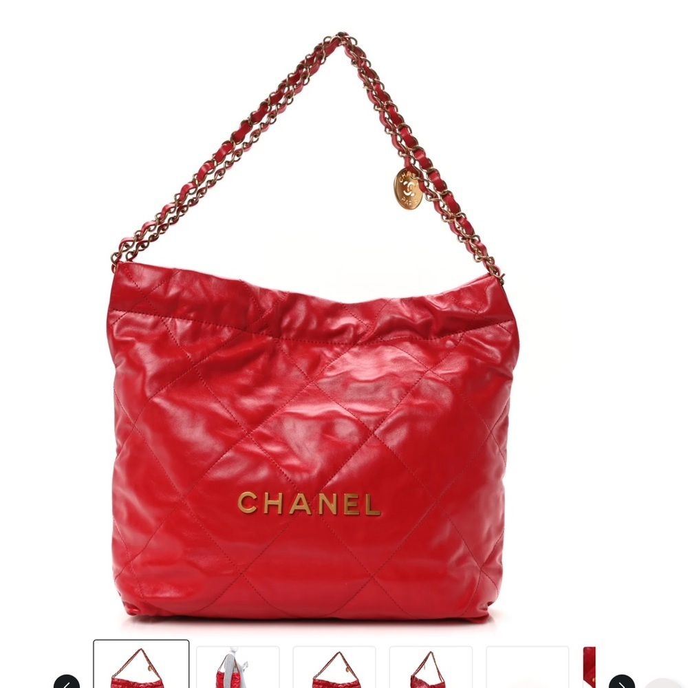 Chanel Shiny Calfskin Quilted Small Chanel 22 Red bag